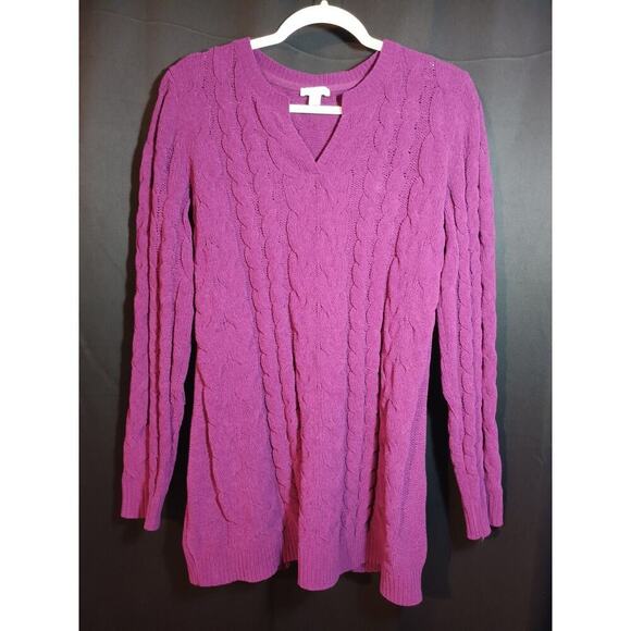J. Jill Sweaters - J. Jill Medium Tall Purple Cable Knit Long Sleeve Pullover Tunic Sweater